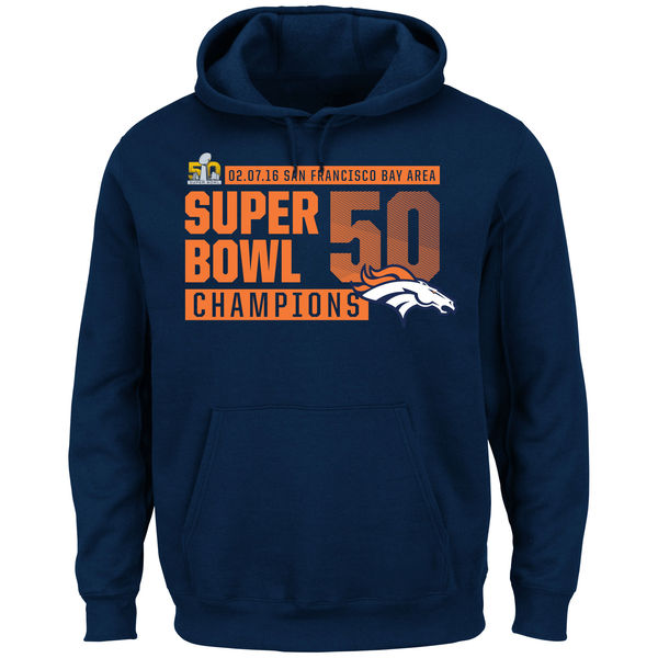 Men Denver Broncos Majestic Super Bowl #50 Champions Winners Take VIII Hoodie  Navy->denver broncos->NFL Jersey